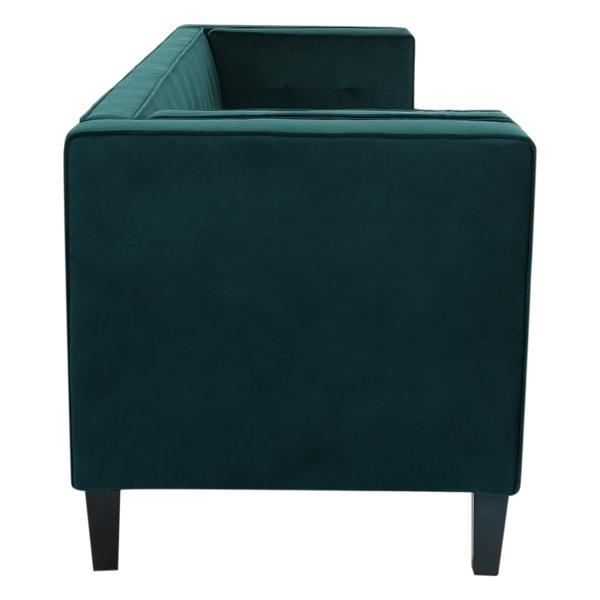 Nelson 3 Seater Sofa - Frosty Green Velvet Fabric - Solid Eucalyptus Wood Frame and Legs - CAB1668