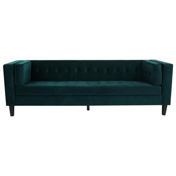 Nelson 3 Seater Sofa - Frosty Green Velvet Fabric - Solid Eucalyptus Wood Frame and Legs - CAB1668