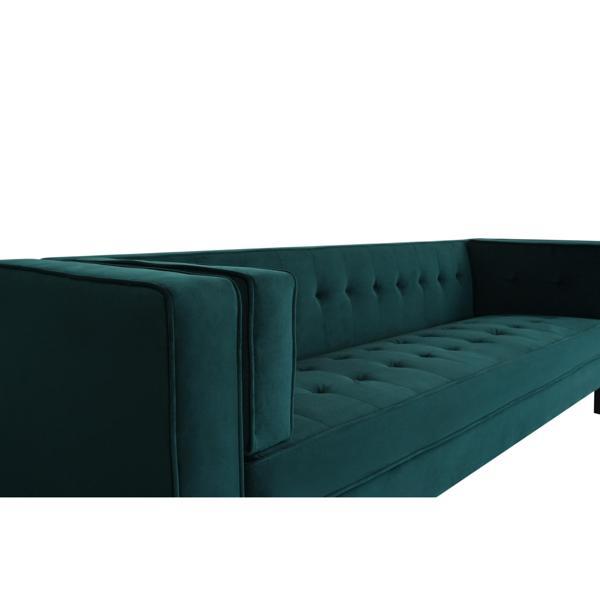 Nelson 3 Seater Sofa - Frosty Green Velvet Fabric - Solid Eucalyptus Wood Frame and Legs - CAB1668