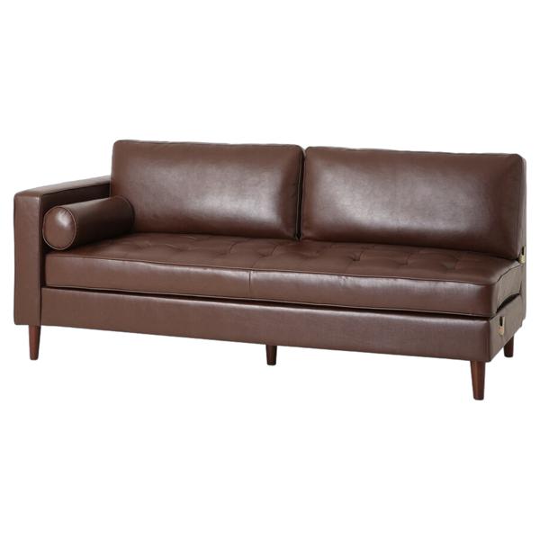 Spokane 109 Sectional Sofa Bed with Chaise Lounge - Light Brown Polyurethane - Birch Wood Legs - CAB2086