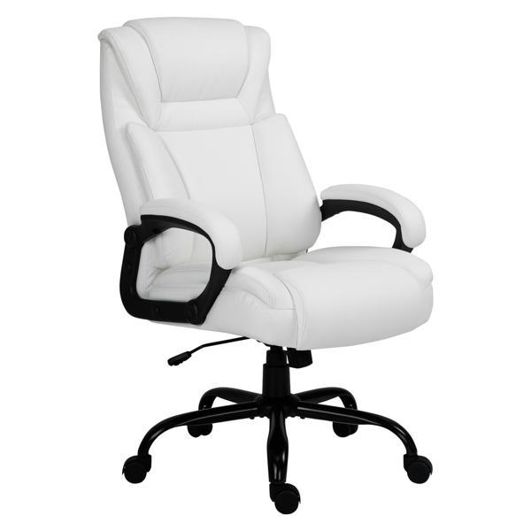 Harrison Big and Tall 400lbs Executive Office Chair with Wide Seat - White Faux Leather