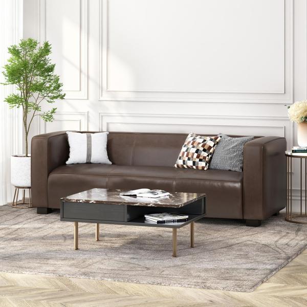 Rowynn 80" 3 Seater Sofa - Dark Brown - Birch Wood Legs - CAB2210