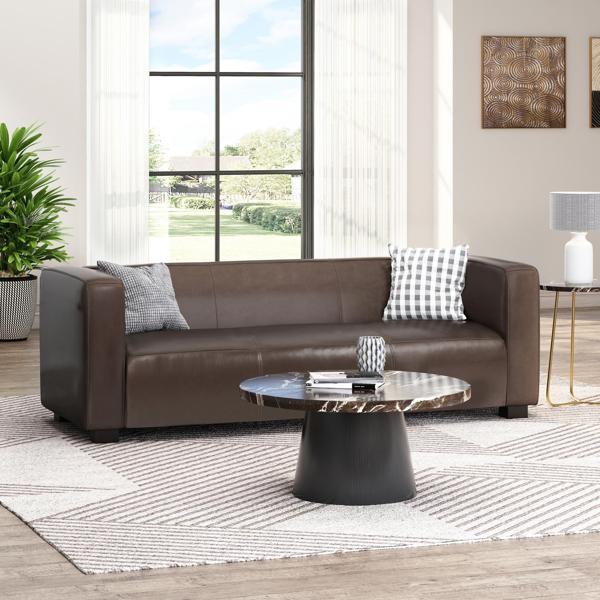 Rowynn 80" 3 Seater Sofa - Dark Brown - Birch Wood Legs - CAB2210