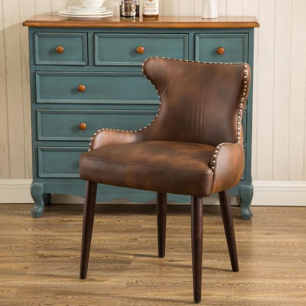 Victorville Tufted Button Back Barrel Chair with Nailhead - Brown - Espresso Finish Legs - CAB2501