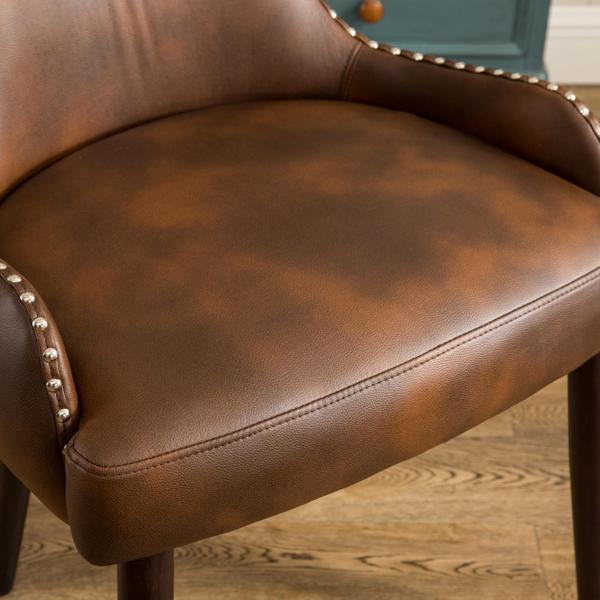 Victorville Tufted Button Back Barrel Chair with Nailhead - Brown - Espresso Finish Legs - CAB2501