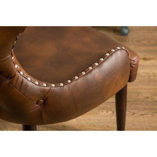 Victorville Tufted Button Back Barrel Chair with Nailhead - Brown - Espresso Finish Legs - CAB2501