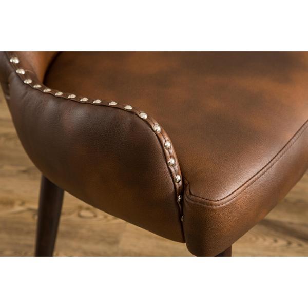 Victorville Tufted Button Back Barrel Chair with Nailhead - Brown - Espresso Finish Legs - CAB2501