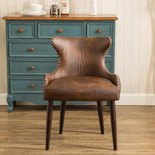 Victorville Tufted Button Back Barrel Chair with Nailhead - Brown - Espresso Finish Legs - CAB2501