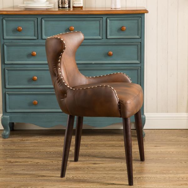 Victorville Tufted Button Back Barrel Chair with Nailhead - Brown - Espresso Finish Legs - CAB2501