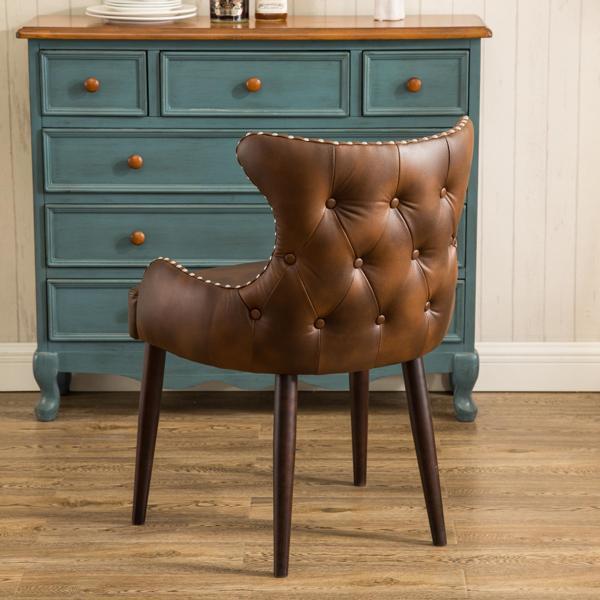 Victorville Tufted Button Back Barrel Chair with Nailhead - Brown - Espresso Finish Legs - CAB2501