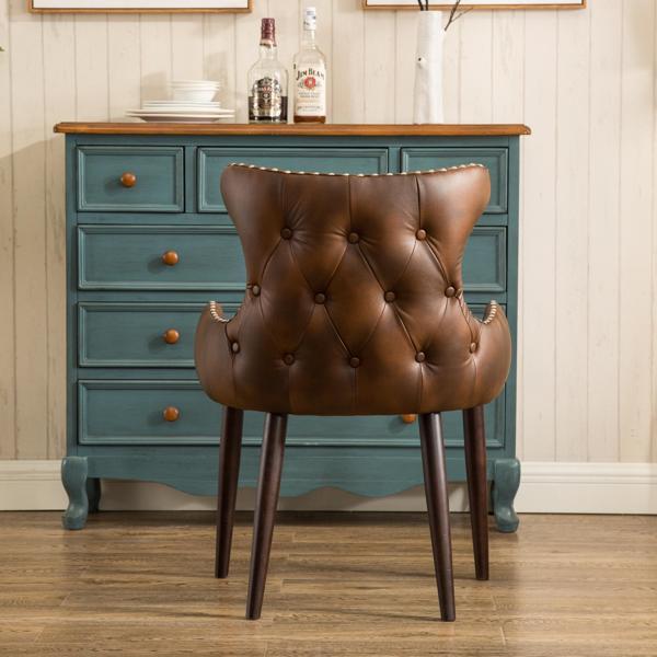 Victorville Tufted Button Back Barrel Chair with Nailhead - Brown - Espresso Finish Legs - CAB2501