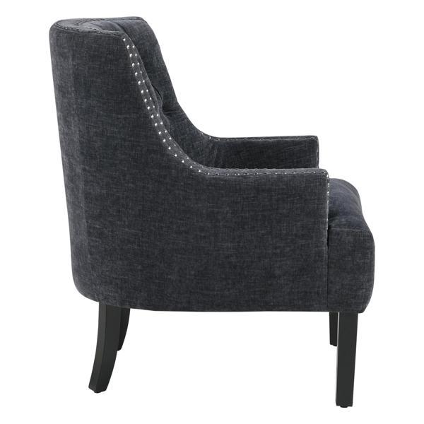 Orchard Accent Chair - Black Chenille Upholstery - Nailhead Trim - CAB2519