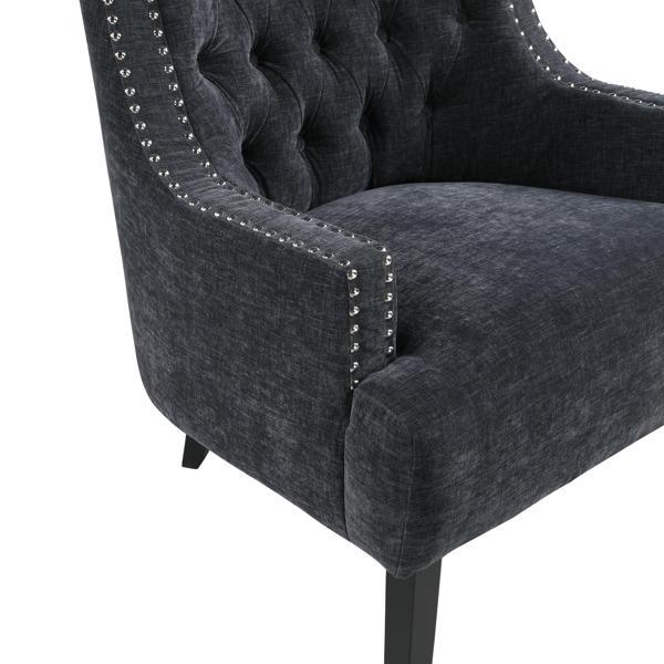 Orchard Accent Chair - Black Chenille Upholstery - Nailhead Trim - CAB2519