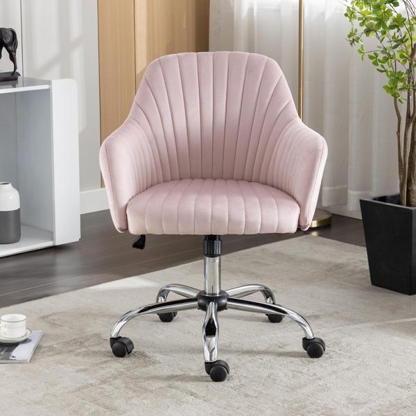 Solarae Accent Chair - Pink Velvet - Stainless Steel Legs - CAB2644