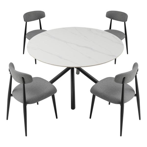 Sundrake Modern Dining Chairs - Grey Upholstered - Black Metal Frame - Set of 4 - CAB2783