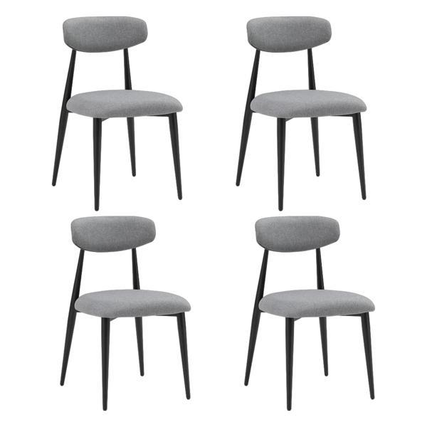 Sundrake Modern Dining Chairs - Grey Upholstered - Black Metal Frame - Set of 4 - CAB2783