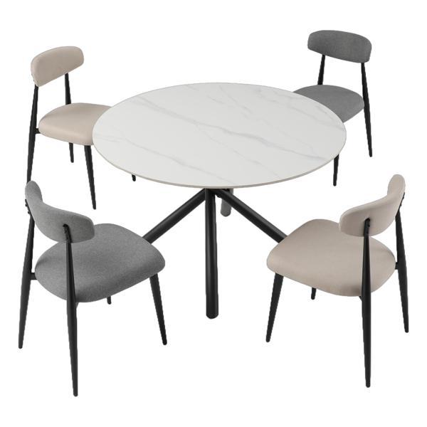 Sundrake Modern Dining Chairs - Grey Upholstered - Black Metal Frame - Set of 4 - CAB2783