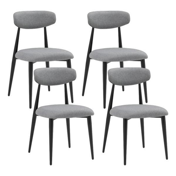 Sundrake Modern Dining Chairs - Grey Upholstered - Black Metal Frame - Set of 4 - CAB2783