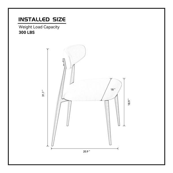 Sundrake Modern Dining Chairs - Grey Upholstered - Black Metal Frame - Set of 4 - CAB2783