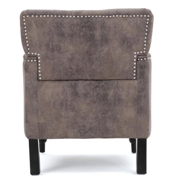 Ridgeview Accent Chair - Harrison Tufted Club - Greyish Brown Microfiber - Dark Brown Birch Legs - CAB2955