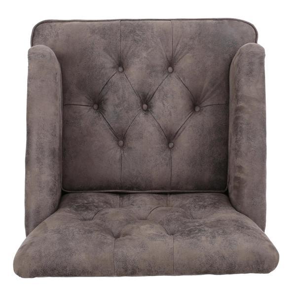 Ridgeview Accent Chair - Harrison Tufted Club - Greyish Brown Microfiber - Dark Brown Birch Legs - CAB2955