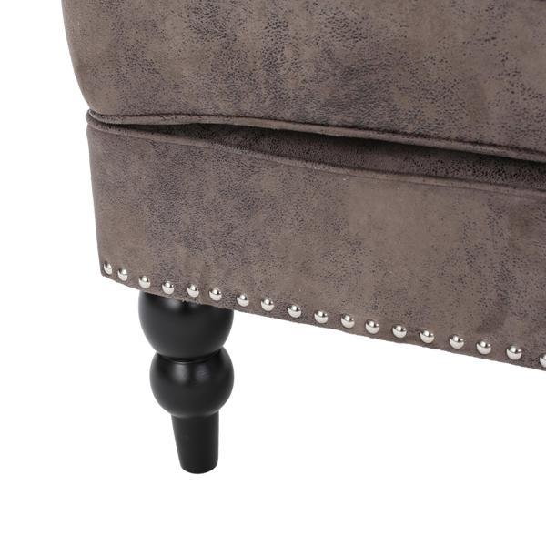 Ridgeview Accent Chair - Harrison Tufted Club - Greyish Brown Microfiber - Dark Brown Birch Legs - CAB2955