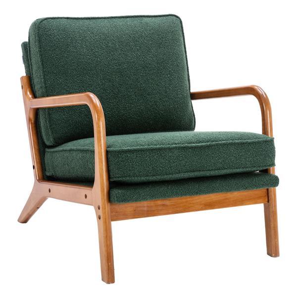 Hortensia Accent Chair - Emerald Boucle - Teak Color Rubber Wood Legs - CAB3486