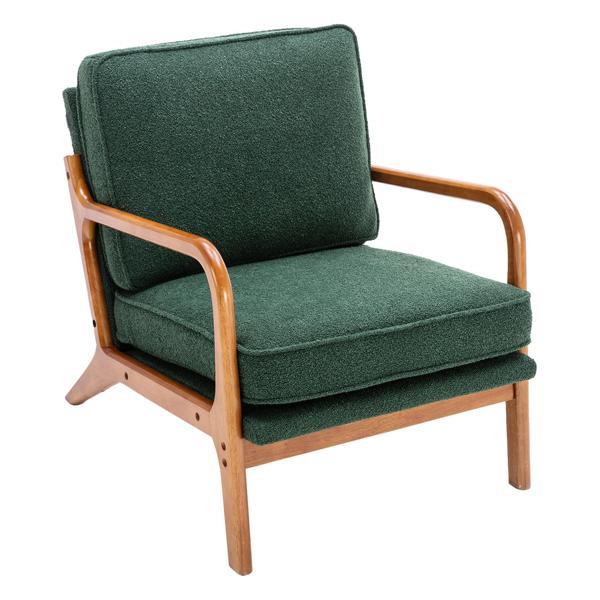 Hortensia Accent Chair - Emerald Boucle - Teak Color Rubber Wood Legs - CAB3486