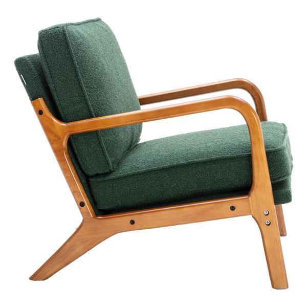 Hortensia Accent Chair - Emerald Boucle - Teak Color Rubber Wood Legs - CAB3486