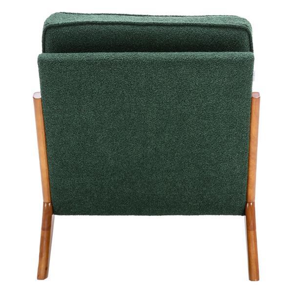 Hortensia Accent Chair - Emerald Boucle - Teak Color Rubber Wood Legs - CAB3486