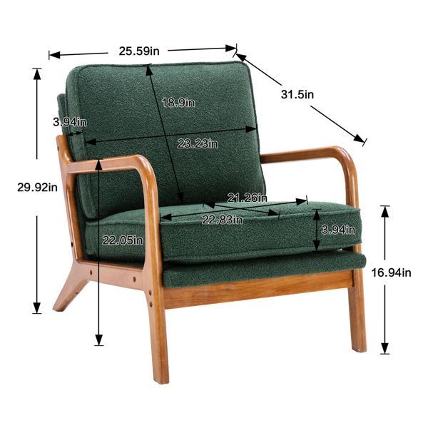 Hortensia Accent Chair - Emerald Boucle - Teak Color Rubber Wood Legs - CAB3486