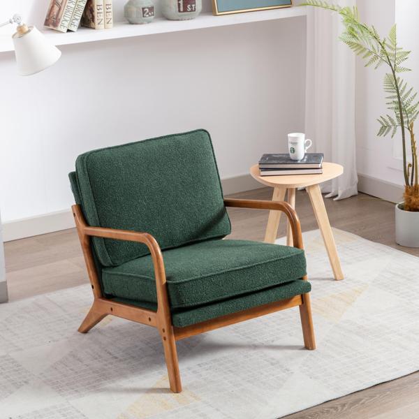 Hortensia Accent Chair - Emerald Boucle - Teak Color Rubber Wood Legs - CAB3486