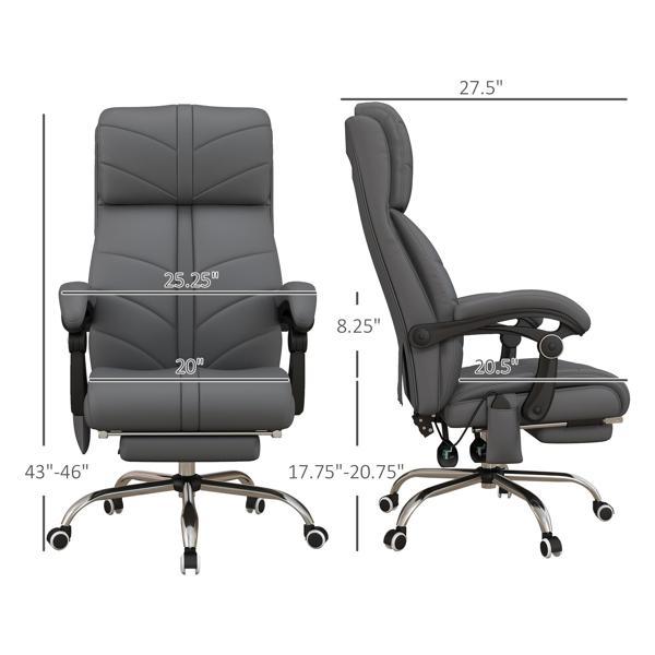 Nico Executive Massage Office Chair with 4 Vibration - Gray - CAB3684