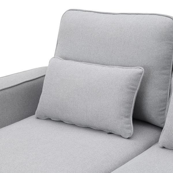 Floravia 104" 4-Seater Sofa with Armrest Pockets and 4 Pillows - Light Grey Linen-like Fabric - CAB3757