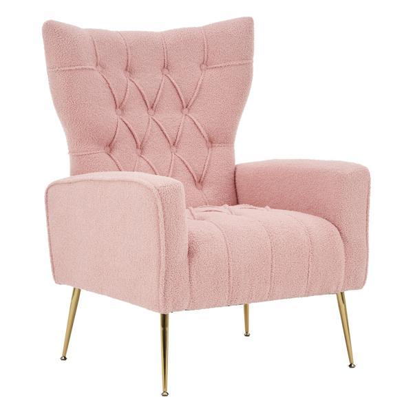 Jardinique Accent Chair with Ottoman - Pink - Iron Legs - CAB3922