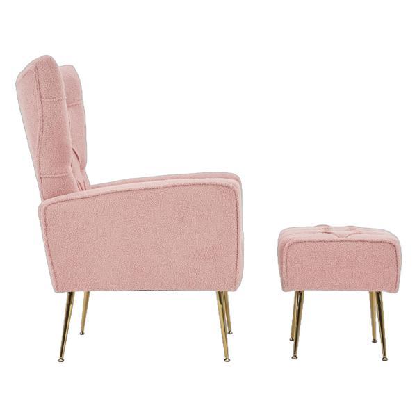 Jardinique Accent Chair with Ottoman - Pink - Iron Legs - CAB3922