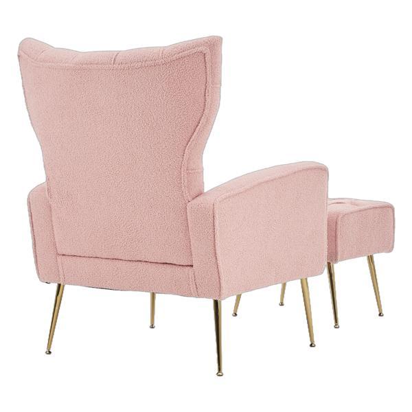 Jardinique Accent Chair with Ottoman - Pink - Iron Legs - CAB3922