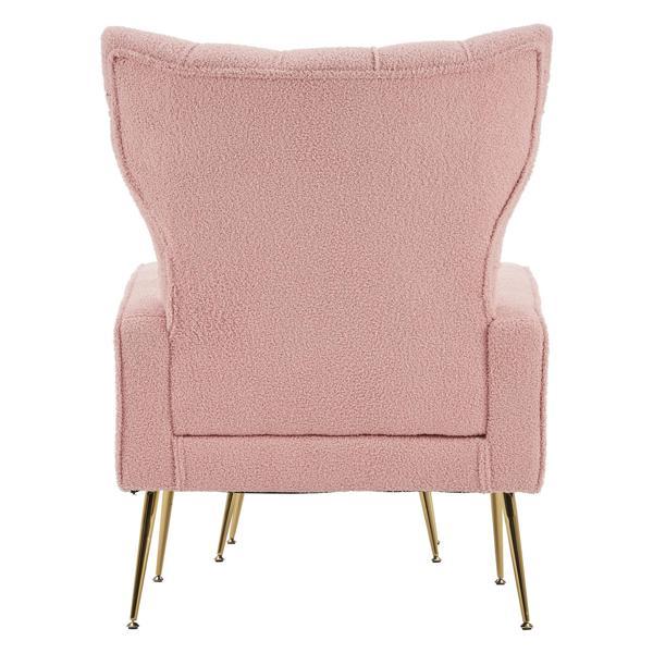 Jardinique Accent Chair with Ottoman - Pink - Iron Legs - CAB3922