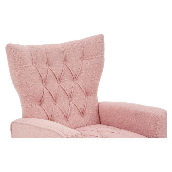 Jardinique Accent Chair with Ottoman - Pink - Iron Legs - CAB3922