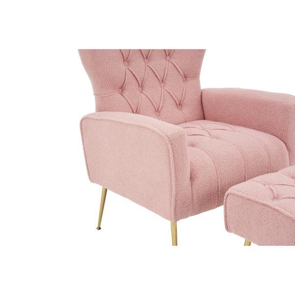 Jardinique Accent Chair with Ottoman - Pink - Iron Legs - CAB3922