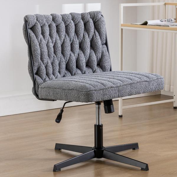 Vallentin Armless Office Chair - No Wheels - Grey - Polyester Blend - CAB3941