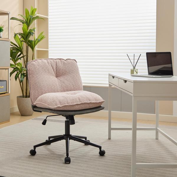 Kembleton Office Chair with Wheels - Oversize Seat - Pink and Grey - Polyurethane Leather - CAB4394