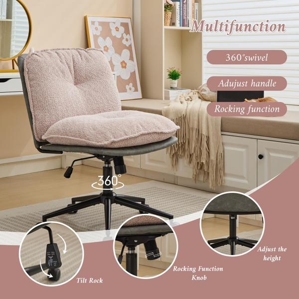 Kembleton Office Chair with Wheels - Oversize Seat - Pink and Grey - Polyurethane Leather - CAB4394