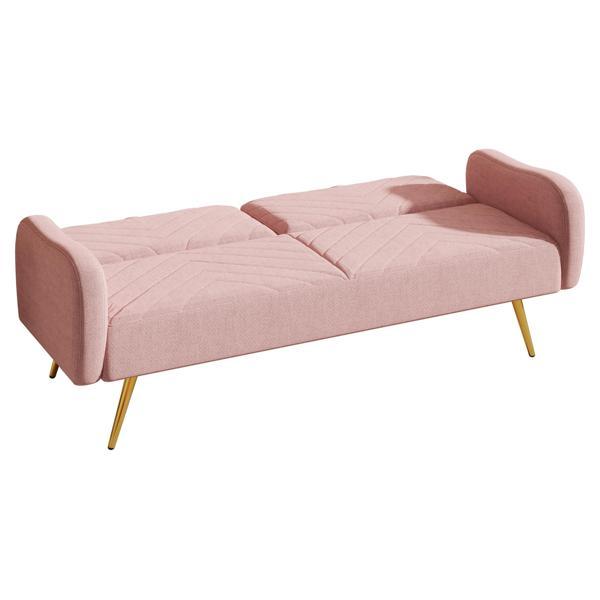 Floriel 70" Loveseat with Split Backrest and Two Throw Pillows - Pink Fabric - Metal Legs - CAB4456