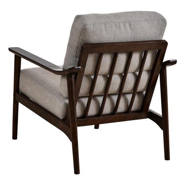 Gudrun Accent Chair Mid-Century Modern Chair - Taupe Linen Fabric - Solid Wood Frame - CAB4469