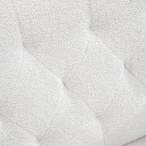 Kalanthor Modern Sherpa Accent Chair with Tufted Pattern and Steel Legs - White - CAB4507