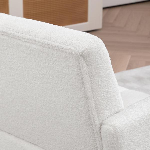 Kalanthor Modern Sherpa Accent Chair with Tufted Pattern and Steel Legs - White - CAB4507