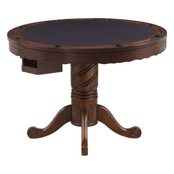 Turk 48" Round Dining and Billiard Poker Game Table - Tobacco Finish Top - COA1093