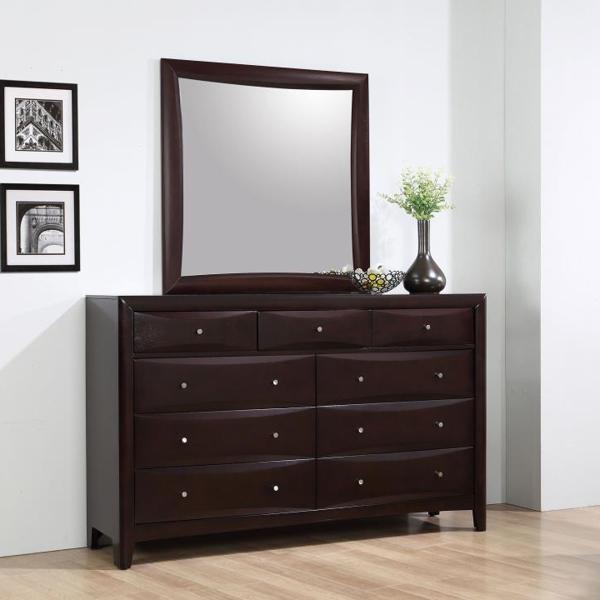 Phoenix 9-Drawer Dresser with Mirror - Cappuccino - COA1958