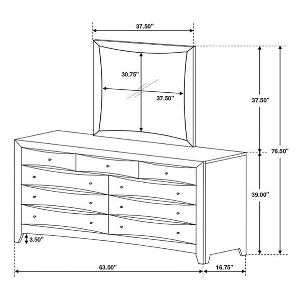 Phoenix 9-Drawer Dresser with Mirror - Cappuccino - COA1958